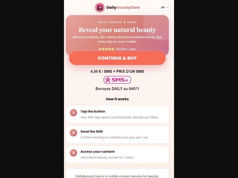 37677 - FR - [MOB] - DailyBeautyCare ONE OFF - SMS