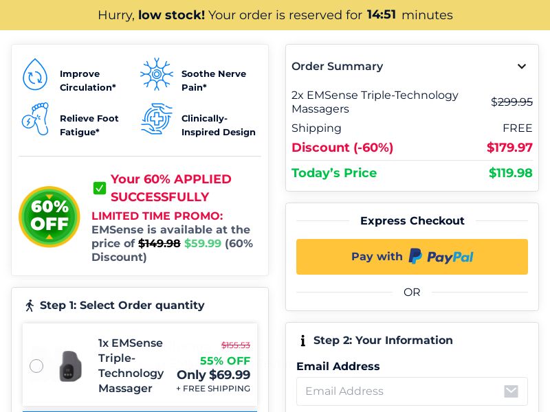 EMSense Massager SS - US/INTL (High CTC) (No Brand Bidding)