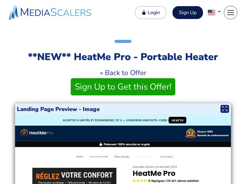 HeatMe Pro - Portable Heater {+DTC, Alt-Landers, Advertorial} (Event Tracking) [FR]