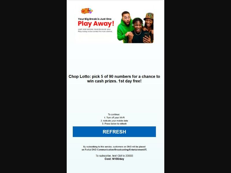 37379 - NG - [MOB] - Chop Lotto Secure D - Airtel - 2 Click