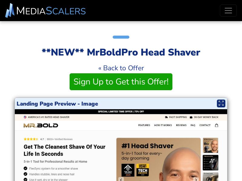 MrBoldPro Head Shaver {+DTC, Advertorial, Alt-Landers} [US, DE, CA, AU, GB, FR, IL, +236 More]