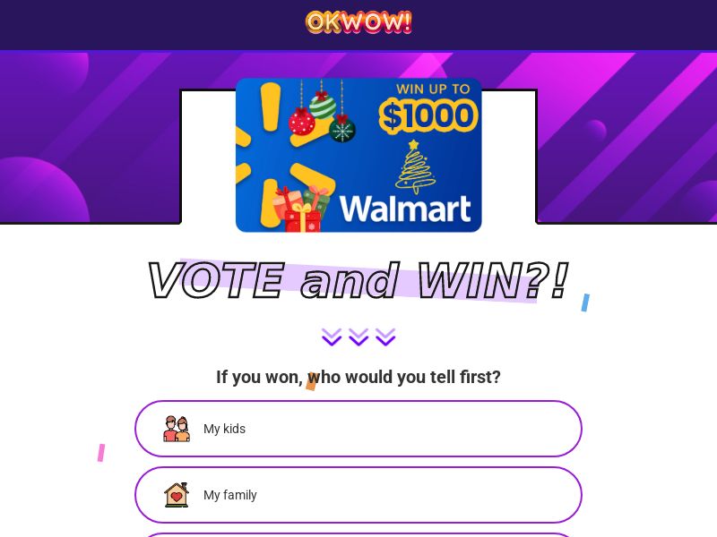 OkWow! - $1000 Walmart Gift Card *Christmas Theme - (SOI) US