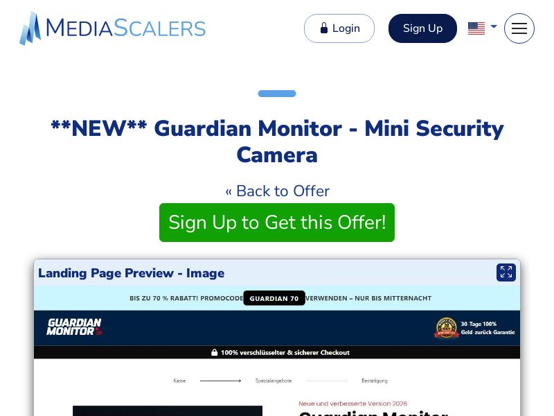 Guardian Monitor - Mini Security Camera {+DTC, Alt-Landers, Advertorial} (Event Tracking) [DE, AT]