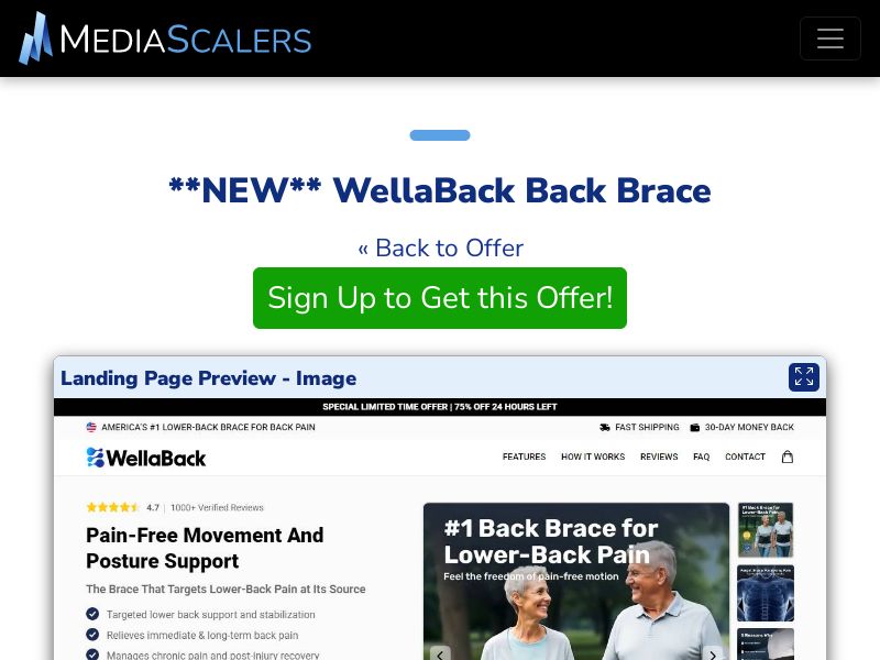 WellaBack Back Brace {+DTC, Advertorial, Alt-Landers} [US, DE, CA, AU, GB, FR, IL, +236 More]