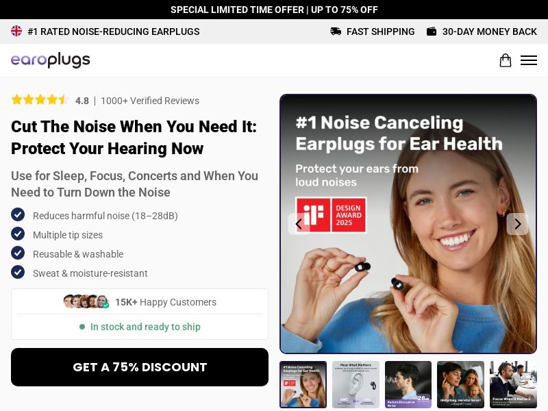 ! NEW OFFER - Earoplugs Noise Reducing Plugs - DTC [UK] (Social,Banner,Native,Push,SEO,Search,Brand Bidding) - CPA