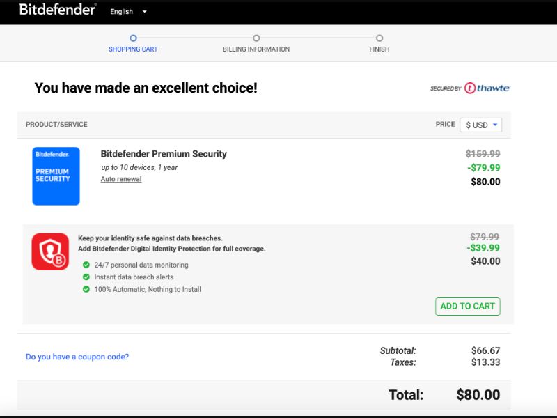 [WEB+MOB] BitDefender - Premium DTC (CTC $80) /US Revshare