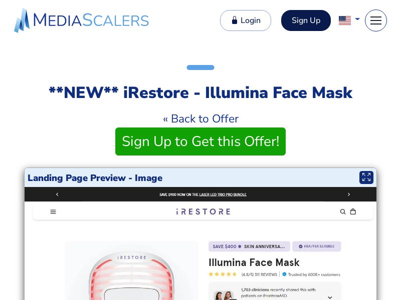 iRestore - Illumina Face Mask (Event Tracking) [US, DE, CA, AU, GB, FR, ZA, +70 More]