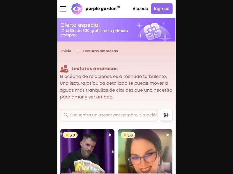 37954 - ES LATAM - [WEB+MOB] - Purple Garden Lecturas amorosas - Revshare