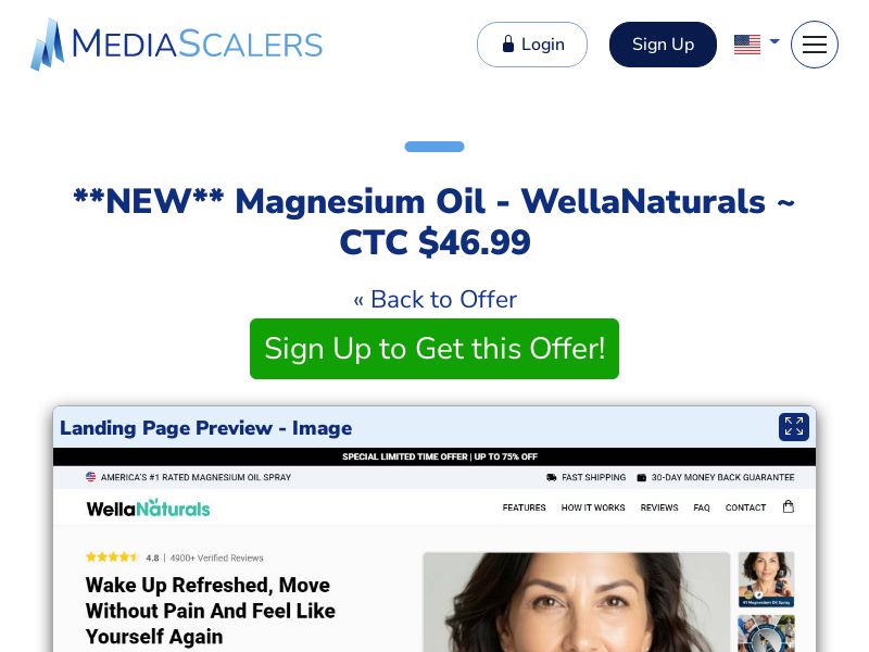 Magnesium Oil - WellaNaturals ~ CTC $46.99 {+Alt-Landers, DTC, Advertorial} (Event Tracking) [US, DE, CA, AU, UK, FR, IL, +232 More]