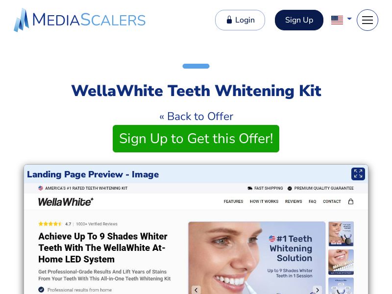 WellaWhite Teeth Whitening Kit {+Advertorial, DTC, Alt-Landers} (Event Tracking) [US, DE, CA, AU, UK, FR, IL, +232 More]
