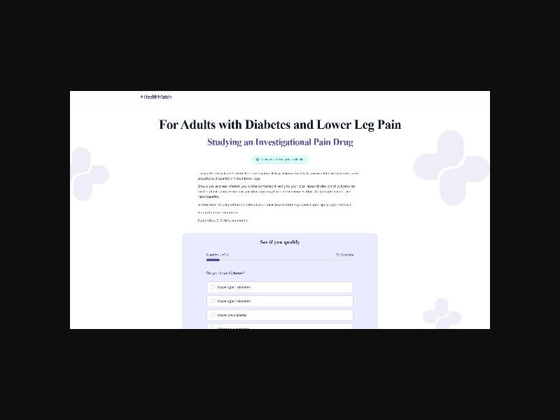 HealthMatch Clinical Trials - Diabetic Lower Leg Pain - CPL (US)