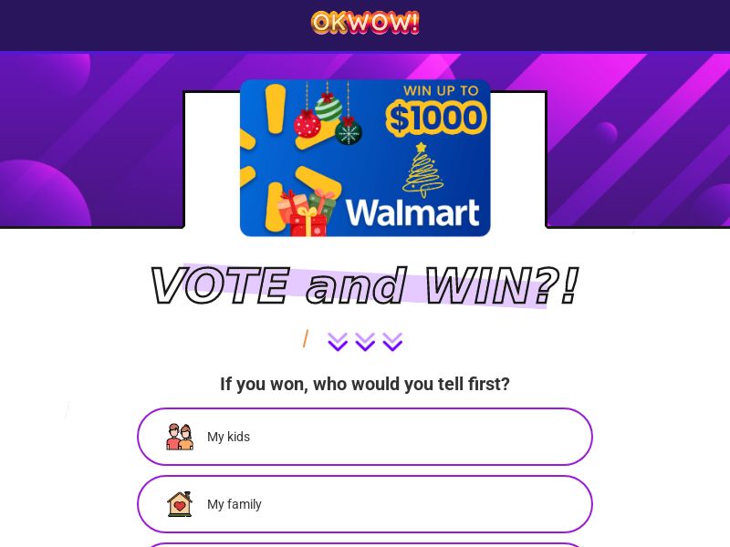 OkWow! - $1000 Walmart Gift Card *Christmas Theme - (SOI) US
