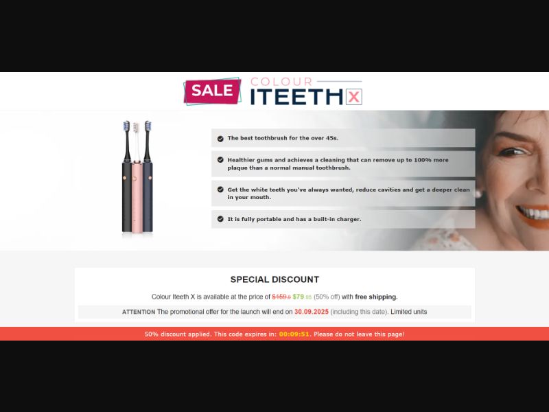 [WEB+MOB] Colour Iteeth X – Electric Toothbrush /International (112 GEOs) CPS *FB/TT/Google/Taboola Pixel* [Approval Required]