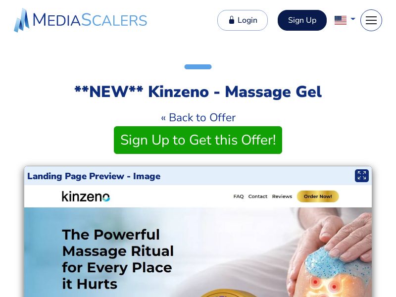 Kinzeno - Massage Gel {+Alt-Landers, DTC, Advertorial} (Event Tracking) [US, DE, CA, AU, UK, FR, IL, +44 More]