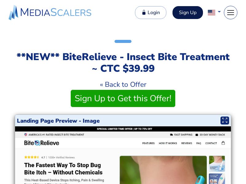 BiteRelieve - Insect Bite Treatment ~ CTC $39.99 {+Alt-Landers, DTC, Advertorial} (Event Tracking) [US, DE, CA, AU, UK, FR, IL, +232 More]