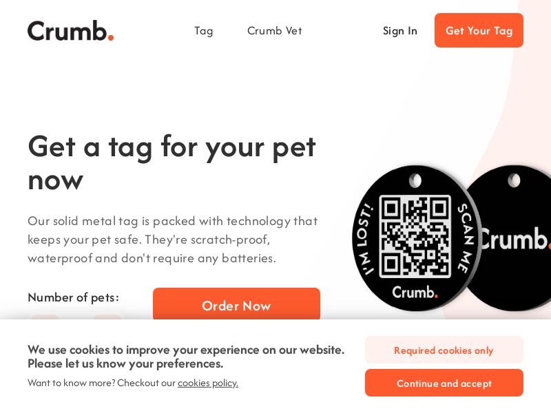 Crumb. Free Pet Tag - £3.00 P&P [UK]