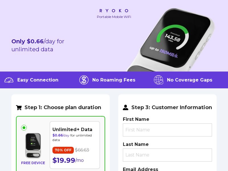 Ryoko PRO - WiFi Router Subscription-US