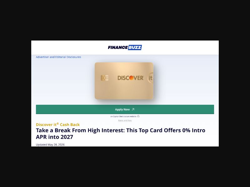 Finance Buzz - Discover It Cashback Card - CPA (US)
