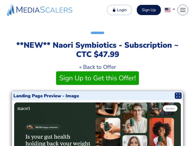 Naori Symbiotics - Subscription ~ CTC $47.99 {+Alt-Landers, DTC, Advertorial} [US, DE, CA, AU, UK, FR, IL, +232 More]