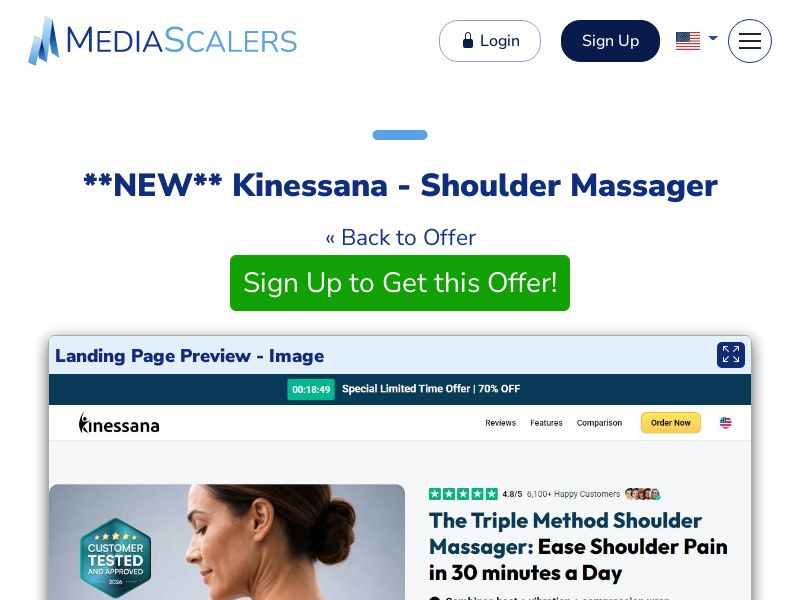 Kinessana - Shoulder Massager (Event Tracking) [US, DE, CA, AU, UK, FR, IL, +229 More]