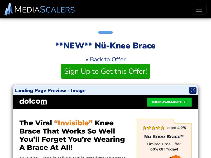 Nü-Knee Brace {+DTC, Advertorial, Alt-Landers} [US, CA, AU, UK]