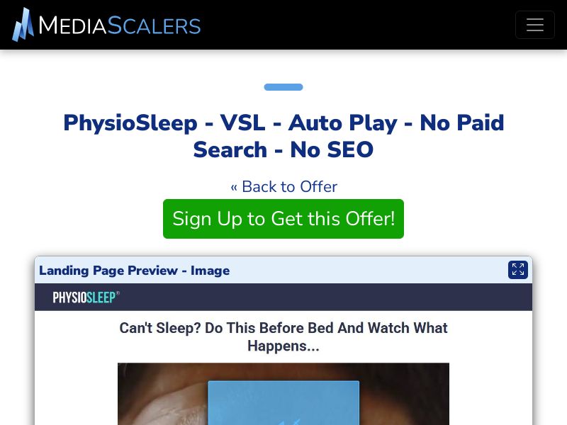 PhysioSleep - VSL - Auto Play - No Paid Search - No SEO [US, CA, AU, UK]