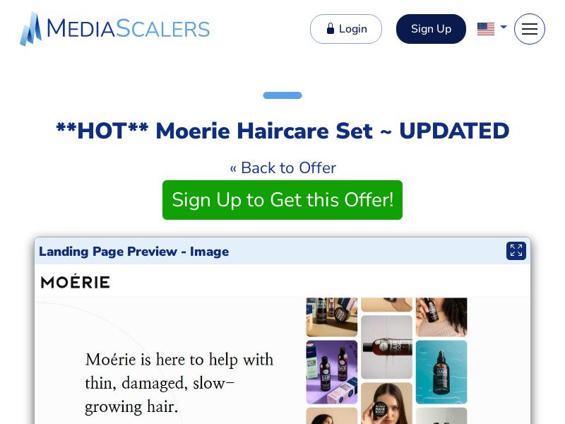 Moerie Haircare Set ~ UPDATED {+Advertorial, DTC, Alt-Landers, Quiz} (Event Tracking) [US]
