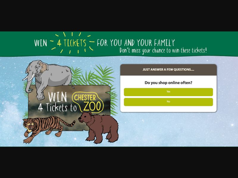 UK - Quiztionnaire - Chester Zoo Tickets - (CPL