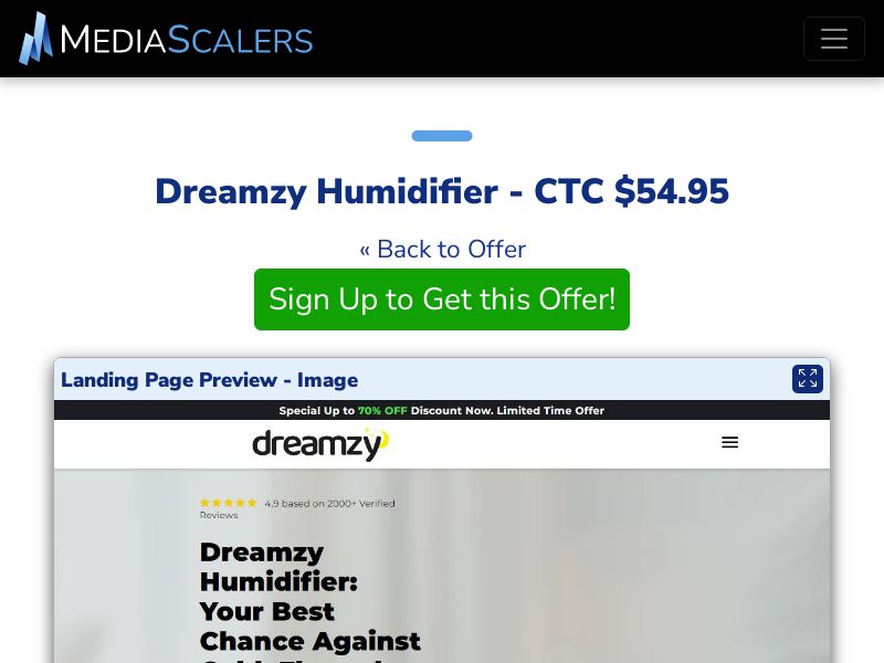 Dreamzy Humidifier - CTC $54.95 {+DTC, Alt-Landers} (Event Tracking) [US]