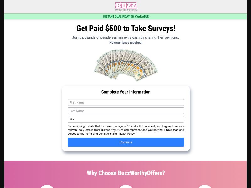 $500 Paid Survey (CPA) - US