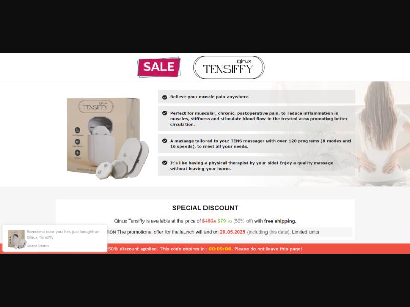 [WEB+MOB] Qinux Tensiffy – TENS Electrostimulator /International (112 GEOs) CPS *FB/TT/Google/Taboola Pixel* [Approval Required]