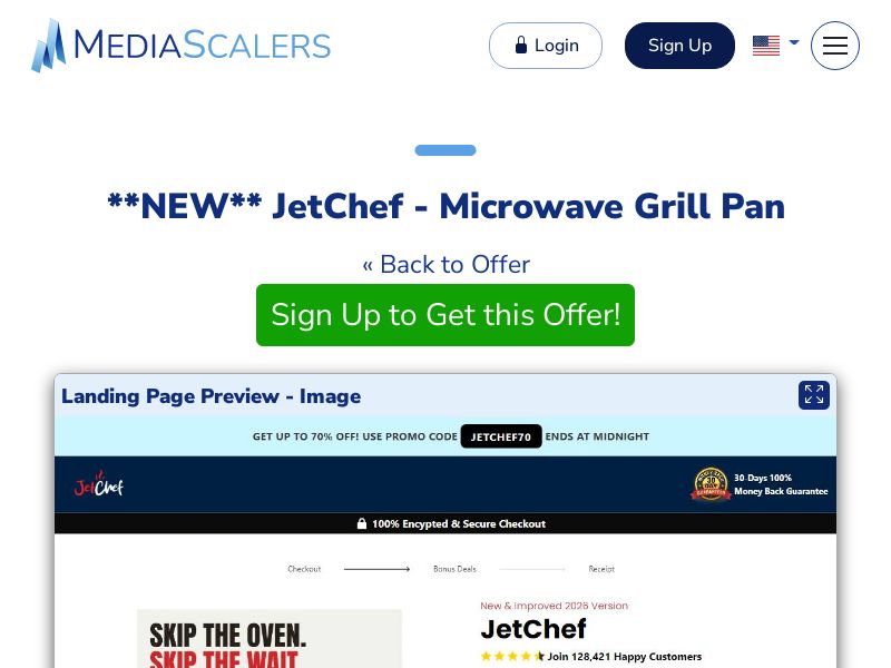JetChef - Microwave Grill Pan {+DTC, Alt-Landers, Advertorial} (Event Tracking) [US]