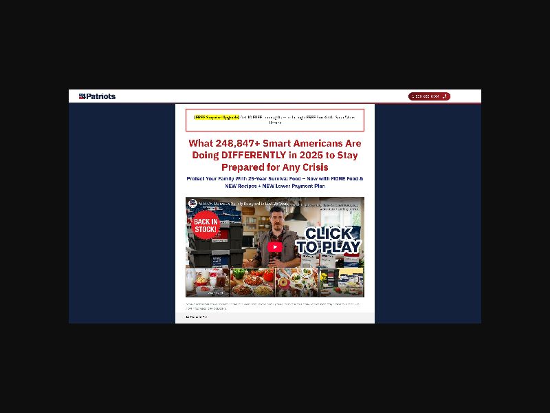 4Patriots - 3-Month Survival Food Kit - CPS (US)