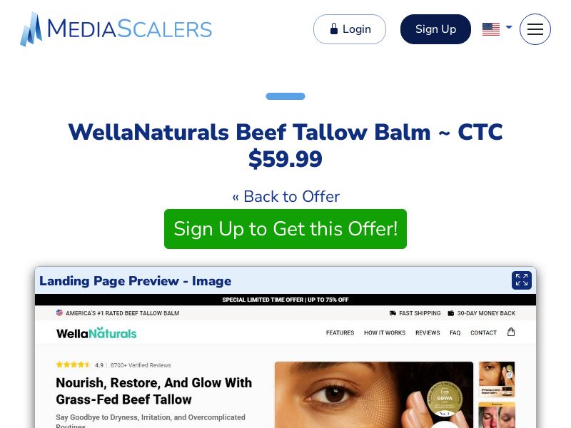 WellaNaturals Beef Tallow Balm ~ CTC $59.99 {+Advertorial, DTC, Alt-Landers} (Event Tracking) [US, DE, CA, AU, UK, FR, IL, +232 More]