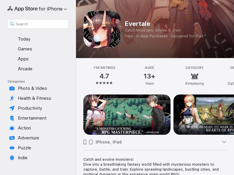 Evertale | Catch & Evolve Monsters! iOS CPE | US