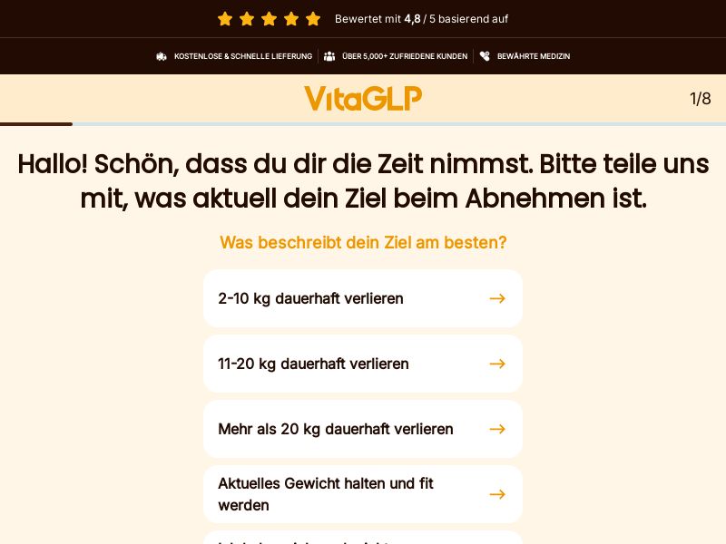 VitaGLP - Diet - Quiz LP [DE,AT,FR,BE,CH,DK,SE,FI] (Banner,Native,Social,Search,SEO,Brand Bidding) - CPA