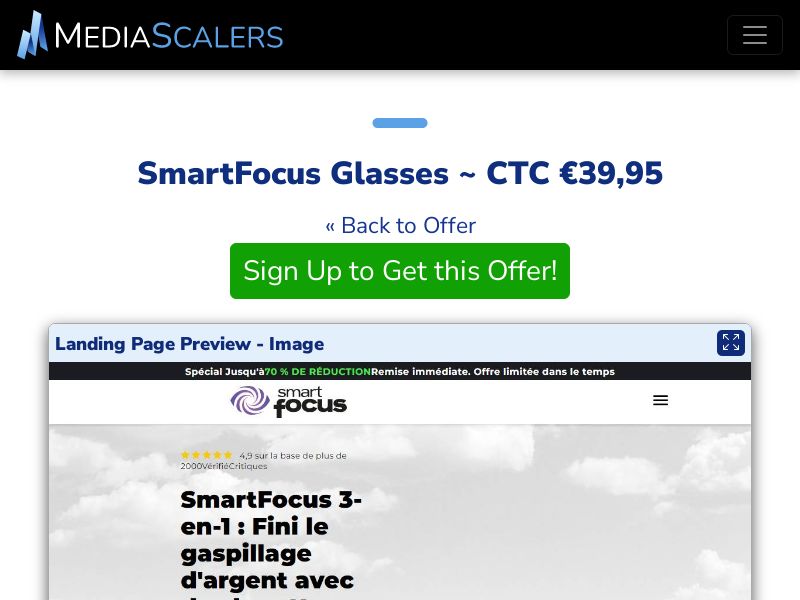 SmartFocus Glasses ~ CTC €39,95 {+DTC, Alt-Landers} (Event Tracking) [FR]