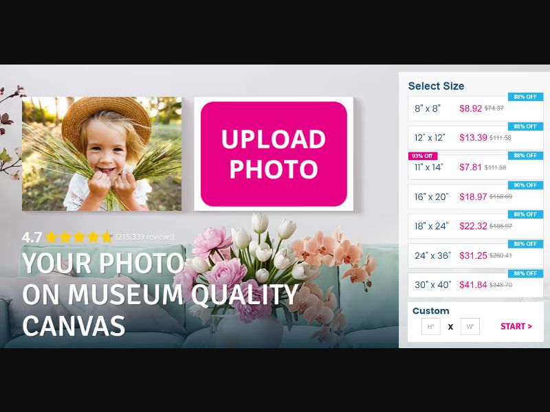 [WEB+MOB] Easy Canvas Prints - 88% Off (Up to 93) /US CPS 