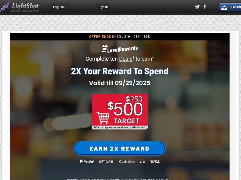 Rewards US - Limited Time - 2x Rewards - Generic - Target $250 - CPL | US