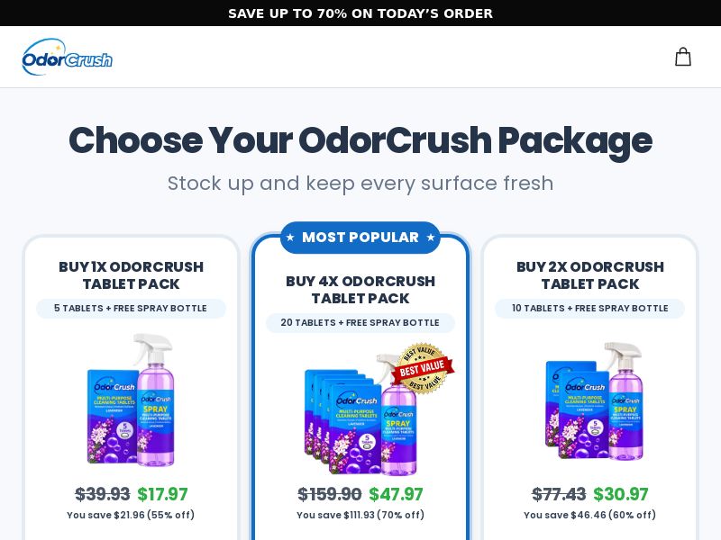 OdorCrush Multi-Purpose Cleaning Tablet [US] (Social,Banner,Native,Push,SEO,Search,Brand Bidding) - CPA