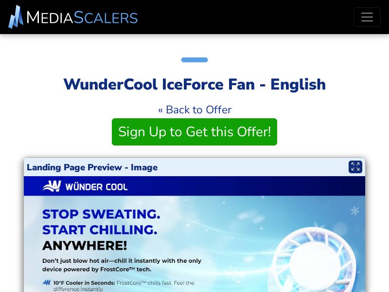 WunderCool IceForce Fan - English {+Advertorial, DTC} (Event Tracking) [US, CA]