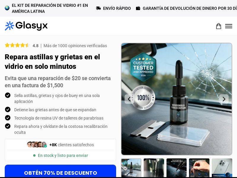 Glasyx Glass Crack Repair Kit [LATAM] (Social,Banner,Native,Push,SEO,Search,Brand Bidding) - CPA
