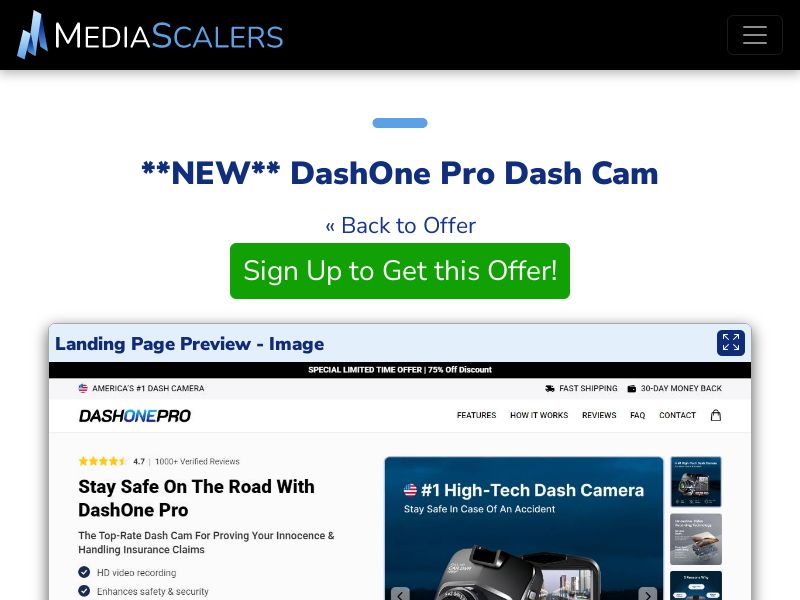 DashOne Pro Dash Cam {+DTC, Advertorial, Alt-Landers} [US, DE, CA, AU, GB, FR, IL, +236 More]