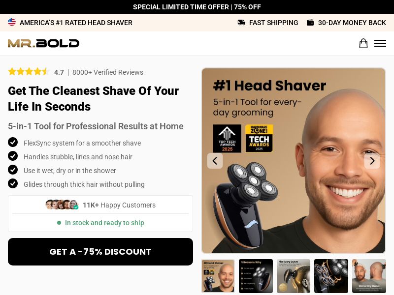 ! NEW OFFER - MrBoldPro Head Shaver - DTC [US] (Social,Banner,Native,Push,SEO,Search,Brand Bidding) - CPA