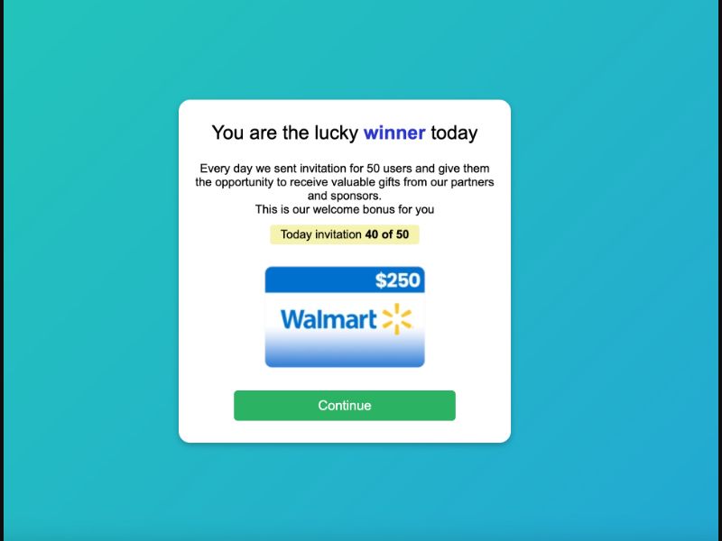 Sweeps Walmart Android/iOS Prelander [US] - SOI registration