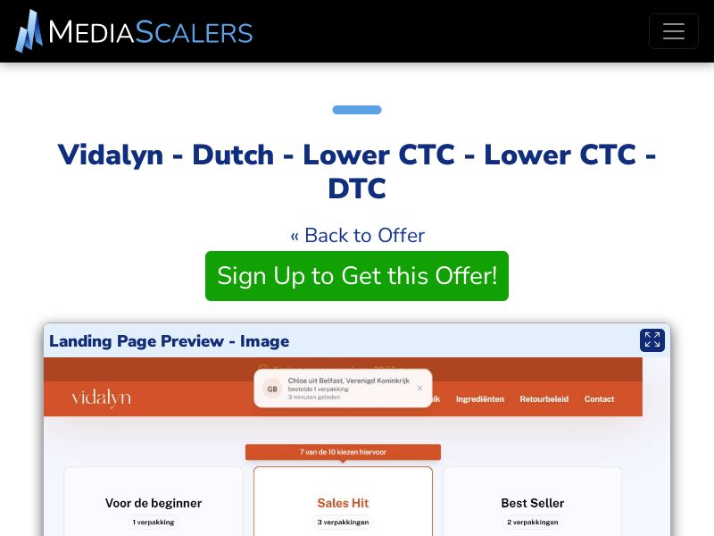 Vidalyn - Dutch - Lower CTC - Lower CTC - DTC (Event Tracking) [BE]