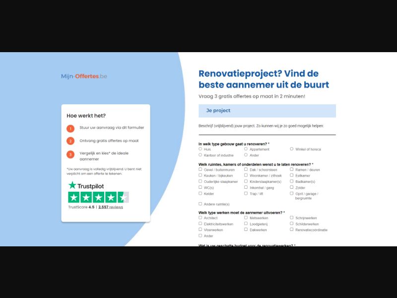 [WEB+MOB] Mijn-Offertes – Total Renovation without stress with a contractor /BE(NL) SOI [Approval Required]