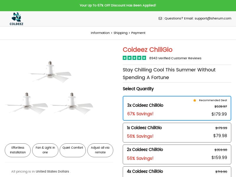 Coldeez ChillGlo Fan SS - US/CA/UK/AU