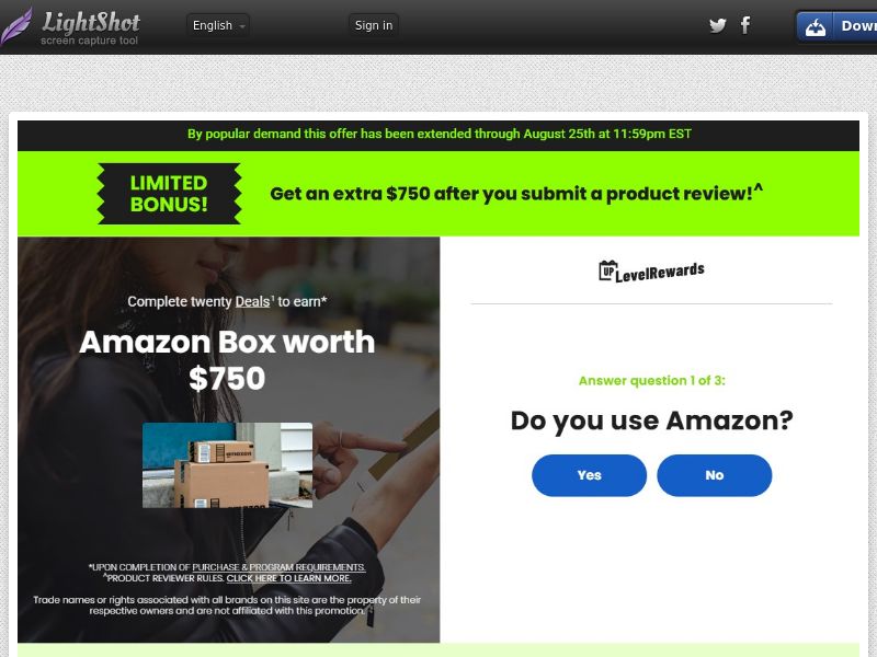 [WEB+MOB] Rewards Limited - Amazon Bonus $750 - CPL | US
