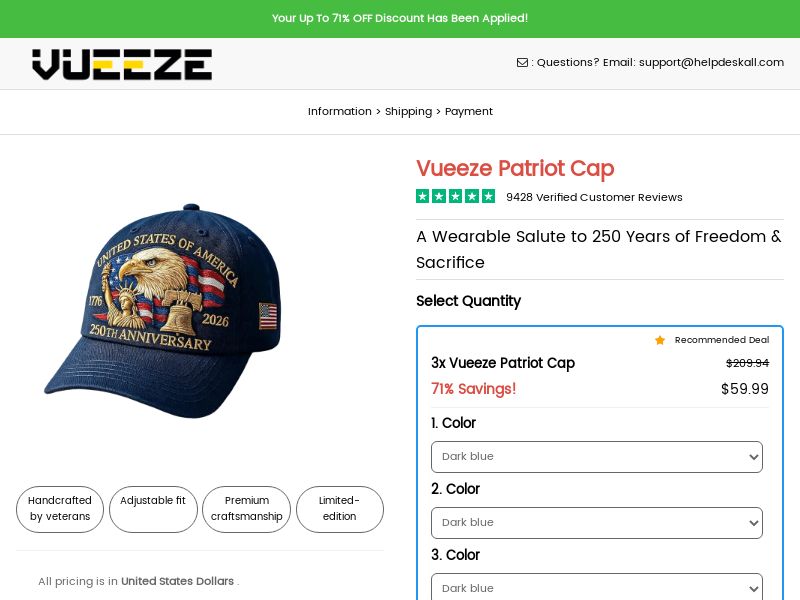 Vueeze Patriot Cap SS - US/UK/CA/AU